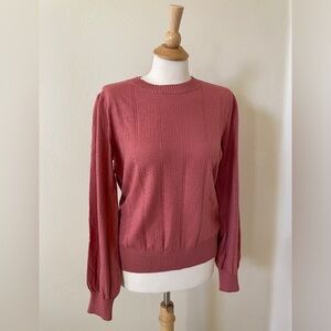GRACE KARIN Large Dark Rose Puff Sleeve Pointelle Sweater – NWT